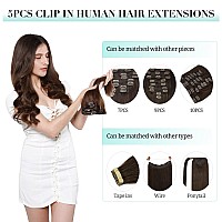 Doores Clip In Human Hair Extensions 80G 5Pcs Light Dark Brown 20 Inch Remy Hair Extensions Clip In Straight Natural Hair Exten