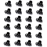 Cobahom 24 Pcs Small Hair Claw Clips Mini Octopus Hair Claw Clips 1.2 Inch Plastic Hair Clips for Thin Hair No-Slip Hair Styling Accessories for Women and Girls (Black)