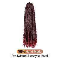 30 Inch Pre-twisted Passion Twist Crochet Hair 8 Packs Pre-looped Long Passion Twist Braiding Hair (T118/Ombre Burgundy)