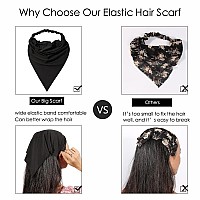 6 Pack Hair Scarf Headband For Women Elastic Hair Kerchief Large Boho Triangle Bandana Head Scarf With Clips Non Slip Solid Co