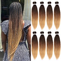 Leeven 8 Packs 30 Inch Prestretched Ombre Braiding Hair Professional Braid Hair Itch Free Synthetic Fiber Ombre Corchet Braids