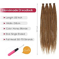 Kraler 22 20 Strands Honey Blonde Dreadlock Extensions Thin 06Cm Width Synthetic Crochet Dreads Extensions 100 Handmade Sin