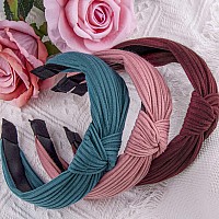 Siquk 15 Pieces Top Knot Headband For Women Girls Knotted Headbands Cross Knot Wide Cloth Headband 15 Colors