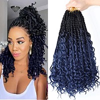 Lmzim 14 Inch Goddess Box Braids Crochet Hair Bohomian Crochet Box Braids Curly Ends 8 Pack 3X Crochet Braids Synthetic Braiding