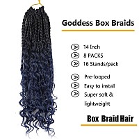 Lmzim 14 Inch Goddess Box Braids Crochet Hair Bohomian Crochet Box Braids Curly Ends 8 Pack 3X Crochet Braids Synthetic Braiding