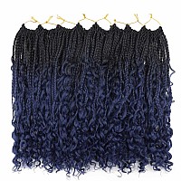 Lmzim 14 Inch Goddess Box Braids Crochet Hair Bohomian Crochet Box Braids Curly Ends 8 Pack 3X Crochet Braids Synthetic Braiding