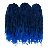 Kgbfass Ombre Blue Marley Twist Braiding Hair Afro Marley Braids Synthetic 18Inch Long Kinky Curly For Box Braiding Hair Faux Go