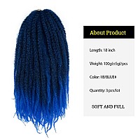 Kgbfass Ombre Blue Marley Twist Braiding Hair Afro Marley Braids Synthetic 18Inch Long Kinky Curly For Box Braiding Hair Faux Go