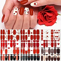 Tailaimei 12 Sheets Valentines Day Nail Wraps Adhesive Nail Art Stickers Full Wraps Strips With 2 Pcs Nail Files For Diy Nail D