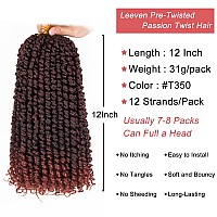 Leeven 8 Packs Passion Twist Hair 12 Inch Ginger Pretwisted Water Wave Crochet Passion Twists Omber Copper Red Pre Looped Bohem