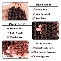 Leeven 8 Packs Passion Twist Hair 12 Inch Ginger Pretwisted Water Wave Crochet Passion Twists Omber Copper Red Pre Looped Bohem