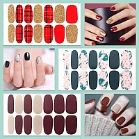 Wokoto 20 Sheets Solid Gradient Full Nail Wraps For Women Nails Self Adhesive Nail Polish Stickers Classic Solid Nail Strips P