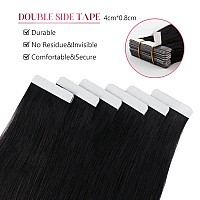 Sixstarhair Jet Black Tape In Hair Extensions Human Hair 20 Pieces Natural Black Hair Extensions Made Of 100 Remy Human Hair And