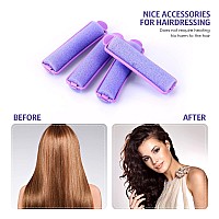 43Piece Foam Sponge Hair Rollers Set With 42 Soft Flexible Curlers Stainless Steel Rat Tail Comb And Pintail Comb Purple