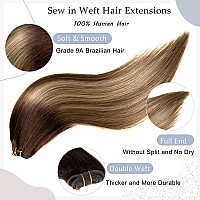 Sew In Hair Extensions Real Human Hair Ombre Brown To Ash Brown Balayage Blonde Weft Hair Extensions Human Hair Bundles 22Inch