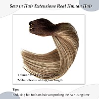 Sew In Hair Extensions Real Human Hair Ombre Brown To Ash Brown Balayage Blonde Weft Hair Extensions Human Hair Bundles 22Inch