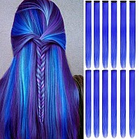 12 Pcs Colored Hair Extensions Colorful Clip in Hair Extensions 21 inch Synthetic Straight Hair Extensions for Kids Girls Women