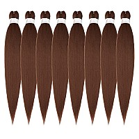 Showcoco Easy Braid Pre Stretched Braiding Hair Auburn Brown 42 Inch Yaki Texture Easy Crochet Braids 8 Packs Hot Water Setting