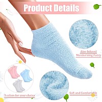 Janmercy 3 Pairs Aloe Socks Moisturizing Spa Socks Infused Socks Gel Sleeping Fuzzy Socks Dry Feet Socks Non Slip Lotion Socks F