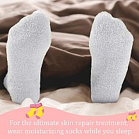 Janmercy 3 Pairs Aloe Socks Moisturizing Spa Socks Infused Socks Gel Sleeping Fuzzy Socks Dry Feet Socks Non Slip Lotion Socks F