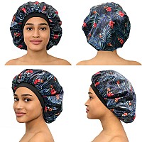 Caplord Satin Bonnet Adjustable Sleeping Silk Bonnet Black Women Men Double Layer Satin Lined Sleep Cap Sleeping Hair Wrap Silk