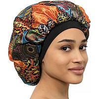 Caplord Satin Bonnet Adjustable Sleeping Silk Bonnet Black Women Men Double Layer Satin Lined Sleep Cap Sleeping Hair Wrap Silk