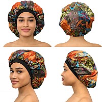 Caplord Satin Bonnet Adjustable Sleeping Silk Bonnet Black Women Men Double Layer Satin Lined Sleep Cap Sleeping Hair Wrap Silk