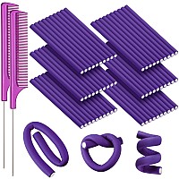 60 Flexible Curling Rods Set For Women Girls No Heat Hair Rollers For Long And Short Hair Purple 03 X 7 Inch