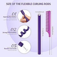 60 Flexible Curling Rods Set For Women Girls No Heat Hair Rollers For Long And Short Hair Purple 03 X 7 Inch