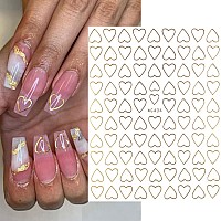 8 Sheets Gold Nail Art Stickers 3D Selfadhesive Nail Stickers Design Love Heart Letters Stars Circle Triangle Square Nail Art