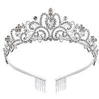 Tiara For Women Princess Crown With Combs Silver Crystal Crowns Girls Tiaras Bridal Wedding Prom Cosplay Birthday Costumes Hallo