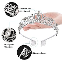 Tiara For Women Princess Crown With Combs Silver Crystal Crowns Girls Tiaras Bridal Wedding Prom Cosplay Birthday Costumes Hallo