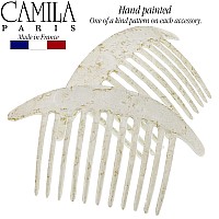 Camila Paris Cp2940 French Hair Side Combs White Pearl Interlocking Combs French Twist Hair Combs Strong Hold Hair Clips For W