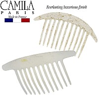 Camila Paris Cp2940 French Hair Side Combs White Pearl Interlocking Combs French Twist Hair Combs Strong Hold Hair Clips For W