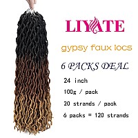 24 Inch Goddess Faux Locs Crochet Hair 6 Packslot Soft Gypsy Locs Wavy Crochet Braids Dreadlocks 3 Tone Curly Wavy Twist Braidi