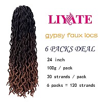 24 Inch Goddess Faux Locs Crochet Hair 6 Packslot Soft Gypsy Locs Wavy Crochet Braids Dreadlocks 3 Tone Curly Wavy Twist Braidi