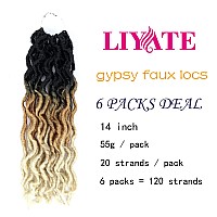 14 Inch Goddess Faux Locs Crochet Hair 6 Packslot Soft Gypsy Locs Wavy Crochet Braids Dreadlocks 3 Tone Curly Wavy Twist Braidi