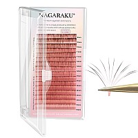 Nagaraku Easy Fan Volume Eyelash Extensions Ombre Red Black Color Lashes Supplies 007Mm C Curl Mix Tray 915Mm Rapid Blooming S