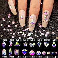 Belicey Nail Art Rhinestones White Ab Flatback Round Rhinestones Charms Nail Gem Stones With K9 Bling Glass Crystals Diamonds Je