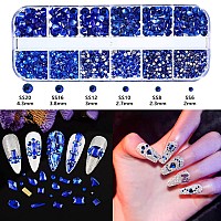 Belicey Nail Art Rhinestones Blue Flatback Round Rhinestones Charms Nail Gem Stones With K9 Bling Glass Crystals Diamonds Jewelr