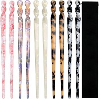 10 Pieces Acetate Hair Sticks Leopard Print Hair Pins Tortoise Shell Hairpin Vintage Hair Chopsticks Retro Hairpins Disk Hair