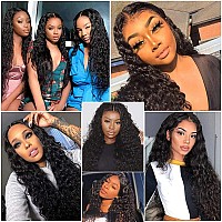 32 Inch Long Human Hair Wig Water Wave Lace Front Wigs Human Hair 180 Density Brazilian Virgin Human Hair 4X4 Curly Wave Lace C