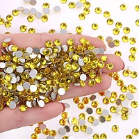 1440Pcs Lemon Yellow Crystal Rhinestonesglass Flatback Rhinestones Gemstones For Nail Face Makeup Art Crafts Clothes Decoration