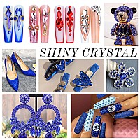 1440Pcs Blue Crystal Rhinestones,Glass Flatback Rhinestones Mini Gemstones for Nail Face Makeup Art Crafts Clothes Decoration -(SS8,2.4mm,Blue)