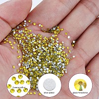 1440Pcs Lemon Yellow Crystal Rhinestonesglass Flatback Rhinestones Gemstones Mini For Nail Face Makeup Art Crafts Clothes Decor