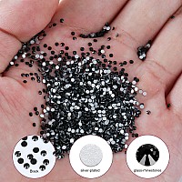 1440Pcs Black Crystal Rhinestonesglass Flatback Rhinestones Gemstones For Nail Face Makeup Art Crafts Clothes Decoration Ss1