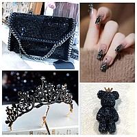 1440Pcs Black Crystal Rhinestonesglass Flatback Rhinestones Gemstones For Nail Face Makeup Art Crafts Clothes Decoration Ss1