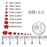 1440Pcs Ruby Red Crystal Rhinestones,Glass Flatback Rhinestones Gemstones for Nail Face Makeup Art Crafts Clothes Decoration -(SS12,3.0mm,Ruby Red)