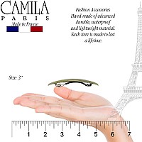 Camila Paris Cp3389 French Hair Barrette Clip For Girls Gray Green Small Strong Hold Grip Hair Clips For Women No Slip Rubberi