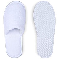 Spa Slippers Disposable Slippers For Guests Bulk Of 6 Pairs Nonslip Closedtoe Premium White Spa Slippers Bulk With Travel B